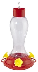 24122 Bird Feeder, 18 oz, 6-Port/Perch, Plastic, Red/Yellow